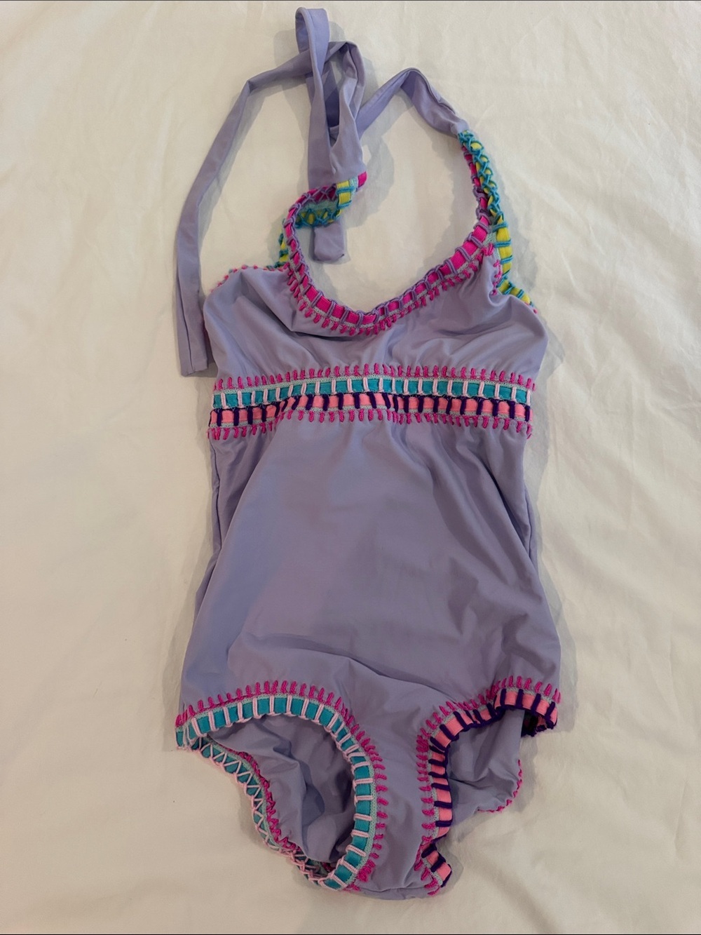 Pilyq Lilac One-Piece with Neon Crochet Accents